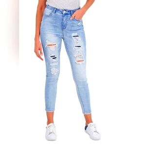 🌻GoGo Eco-Friendly Juniors' Ripped Skinny Jeans Size 0/24 Distressed Denim👖